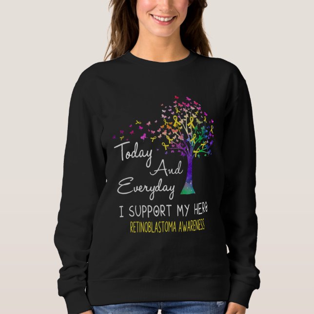 Sweatshirt Tree Ribbon I Support My Hero Retinoblastoma Aware (Devant)