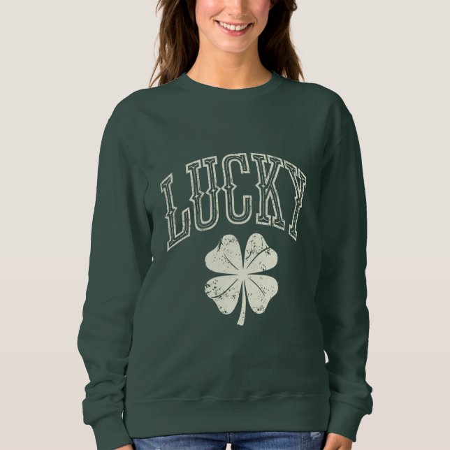 Sweatshirt Trèfle Chanceux de la Saint-Patrick Vintage  (Devant)