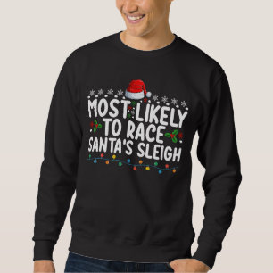 Sweatshirt Très Probable De Course Père Noël Sleigh Christmas