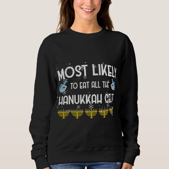 Sweatshirt Très Probable De Manger Toutes Les Hanoukka Gelt F (Devant)