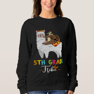 Sweatshirt Tribe de 5e année Sloth Riding Llama Retour à Scho