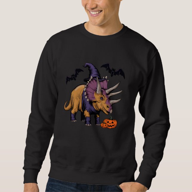 Sweatshirt Tricératops de Sorcière Citrouille effrayant Dinos (Devant)