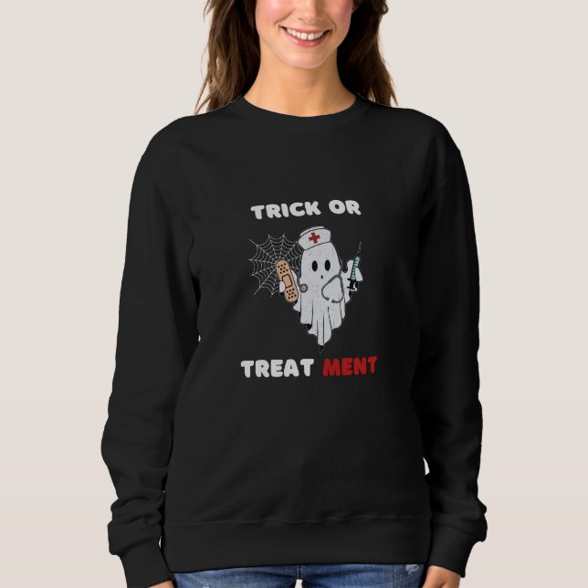 SWEATSHIRT TRICK OU TRAITEMENT HALLOWEEN INFIRMIÈRE GHOST (Devant)