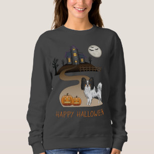 Sweatshirt Tricolor Papillon Chien Et Halloween Maison Hantée