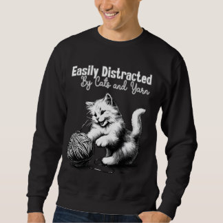 Sweatshirt Tricot adorable et Crochet Happy Cat Yarn Lover