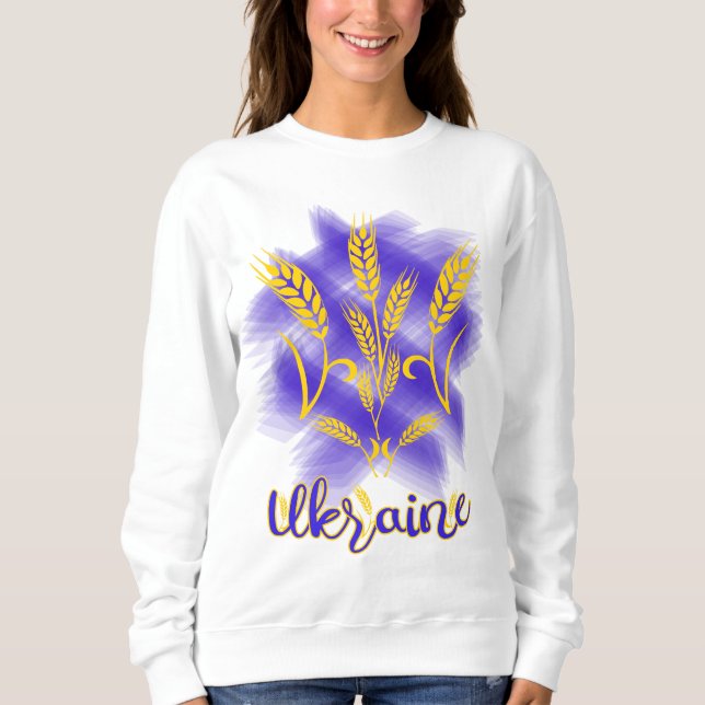 Sweatshirt Trident ukrainien fait d'oreille de blé (Devant)