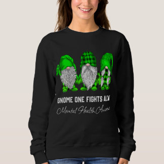 Sweatshirt Trio Gnome combat seul Green Ribbon Santé mentale