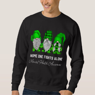Sweatshirt Trio Gnome combat seul Green Ribbon Santé mentale