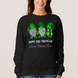Sweatshirt Trio Gnome combat seul Green Ribbon Santé mentale