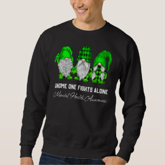 Sweatshirt Trio Gnome combat seul Green Ribbon Santé mentale