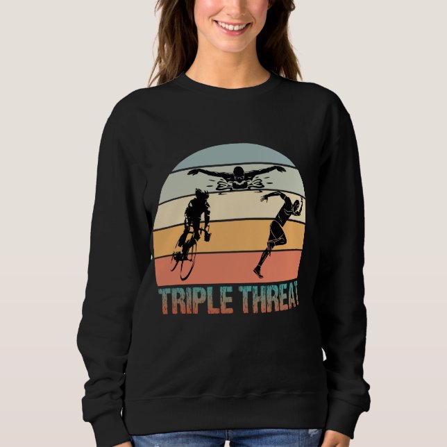 Sweatshirt Triple Menace - Coucher de soleil de triathlon (Devant)