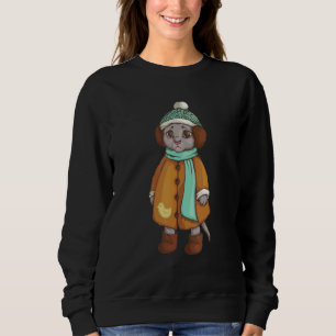Sweatshirt Triste Cate Portant Écharpe Cute Chat Pour Chat