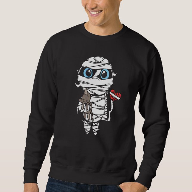 Sweatshirt Triste Mummy Kid Halloween Avec Chat Et Boule Band (Devant)