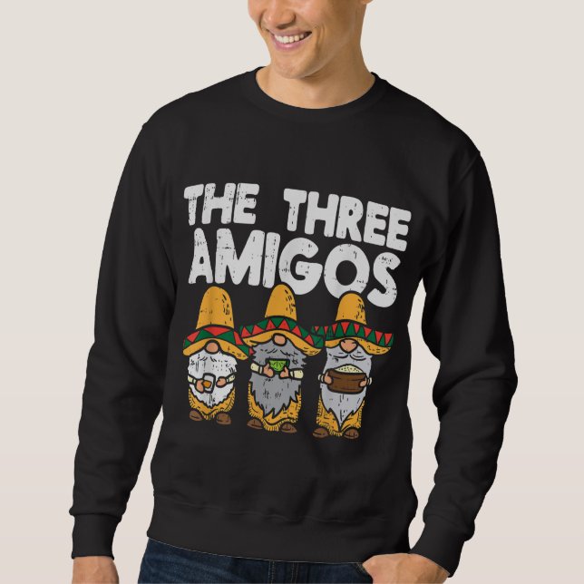 Sweatshirt Trois Amigos Mexicains Gnomes Cute Cinco De Mayo F (Devant)