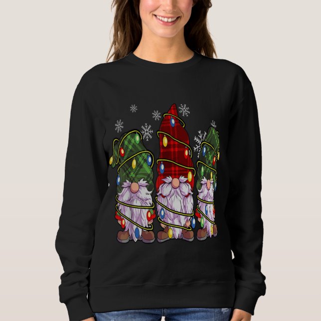 Sweatshirt Trois Buffles Gnomes Plaid Red Christmas (Devant)
