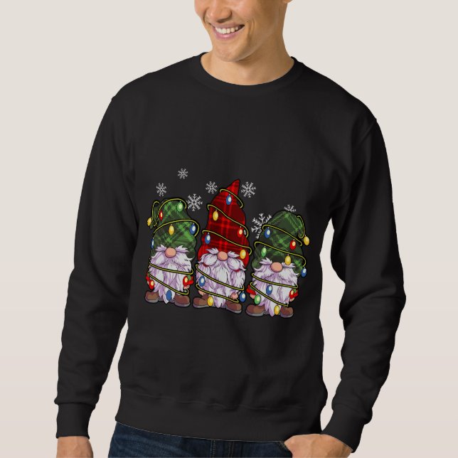 Sweatshirt Trois Buffles Gnomes Plaid Red Christmas (Devant)