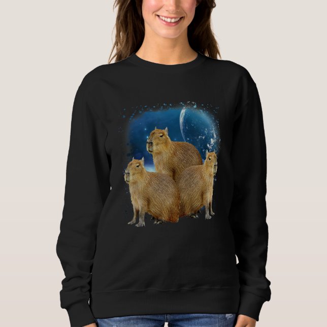 Sweatshirt Trois capybaras et lune  Humour de capybara Parodi (Devant)