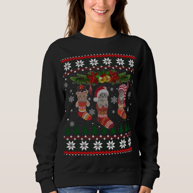 Sweatshirt Trois Chat En Sock Drôle Chat De Noël Vilain Noël  (Devant)