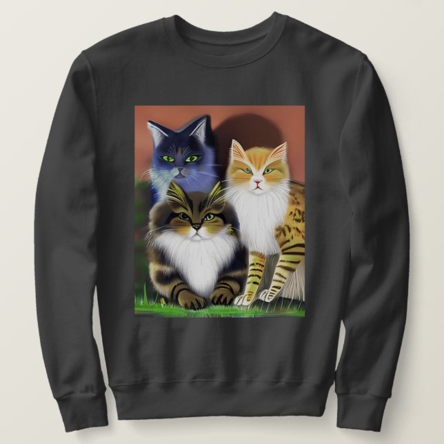 Sweatshirt Trois chats avec une attitude (Design devant)