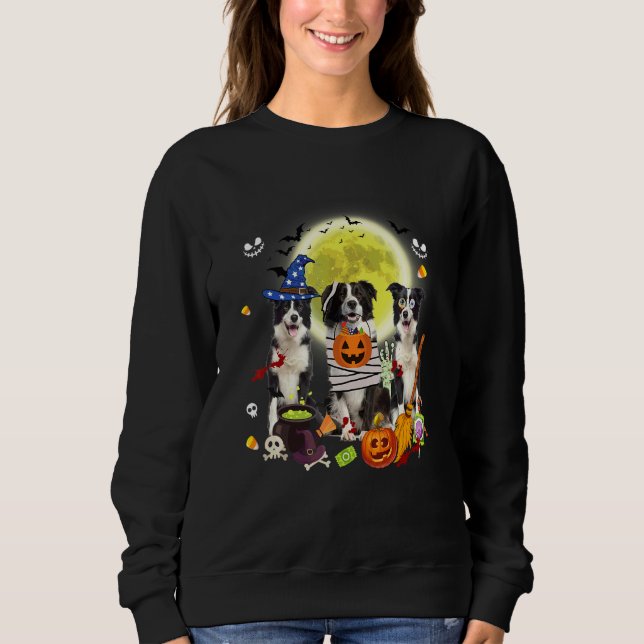 Sweatshirt Trois Chiens Border Collie Sorcière Mummy Effrayan (Devant)