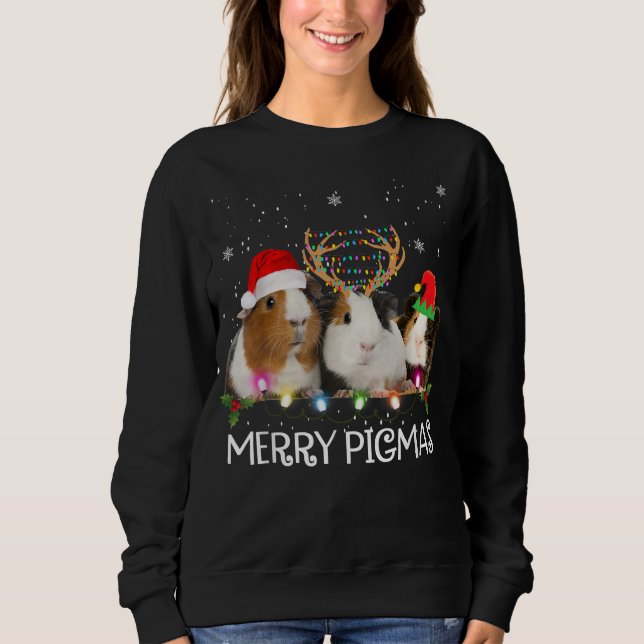 Sweatshirt Trois feux de Noël de porc de Guinée Noël Noël Noë (Devant)