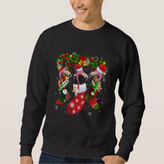 Sweatshirt Trois Flamants roses En Chaussettes Noël Chapeau d