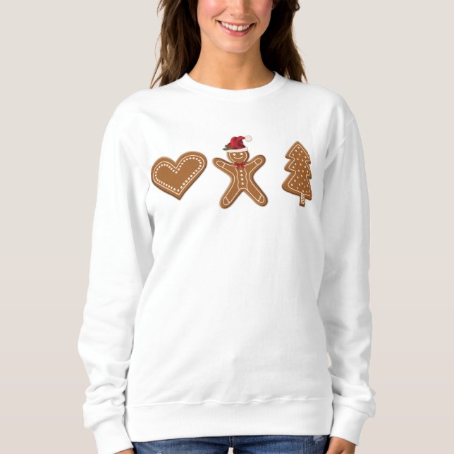 Sweatshirt Trois formes de biscuits de Noël au gingembre (Devant)