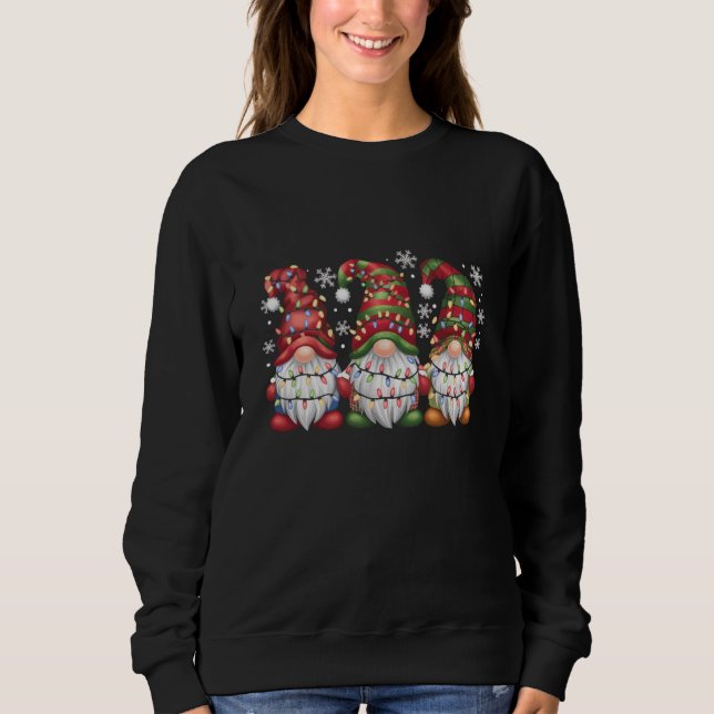 Sweatshirt Trois Gnomes Carreaux De Buffalo Rouge Noël (Devant)