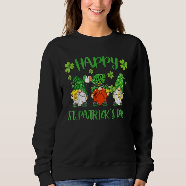 Sweatshirt Trois Gnomes tenant le Shamrock Leopard Plaid St P (Devant)