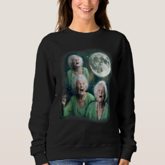 Sweatshirt Trois Granny Moon 3 Old Ladys Howling Weird Maudit