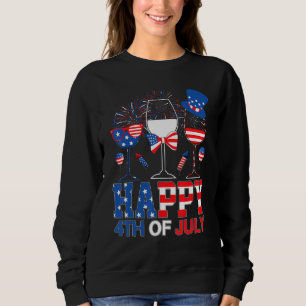 Sweatshirt Trois Lunettes de vin rouge blanc bleu Usa Drapeau