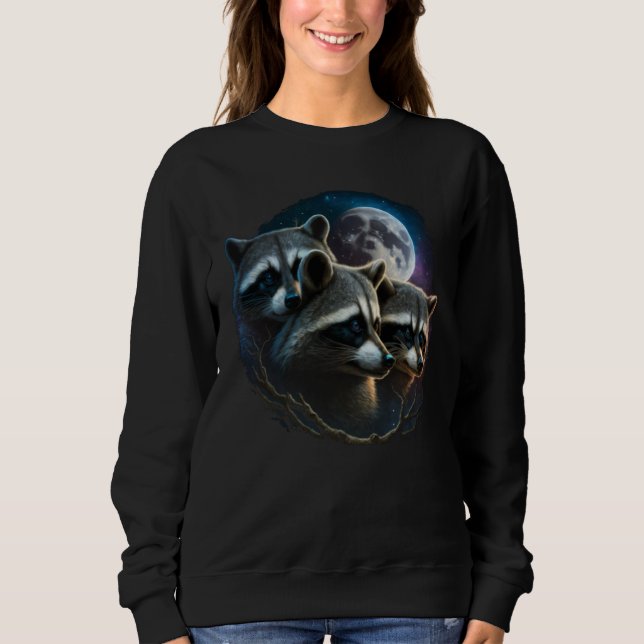 Sweatshirt Trois Raton Laveurs Hurlement De Lune (Devant)