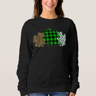 Sweatshirt Trois Shamrocks de coeur Léopard Plaid St Patrick'