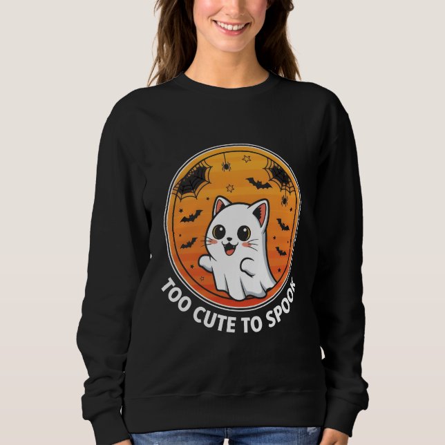 Sweatshirt Trop mignon À Parler - Adorable Halloween de chat  (Devant)