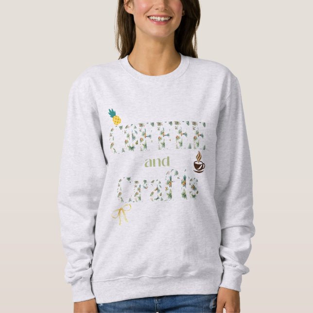 Sweatshirt Tropical Vibes Café et Typographie artisanale  (Devant)