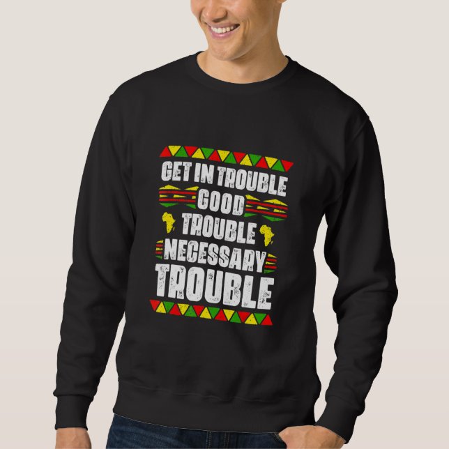 Sweatshirt Trouble Nécessaire Noir Pride Africain (Devant)