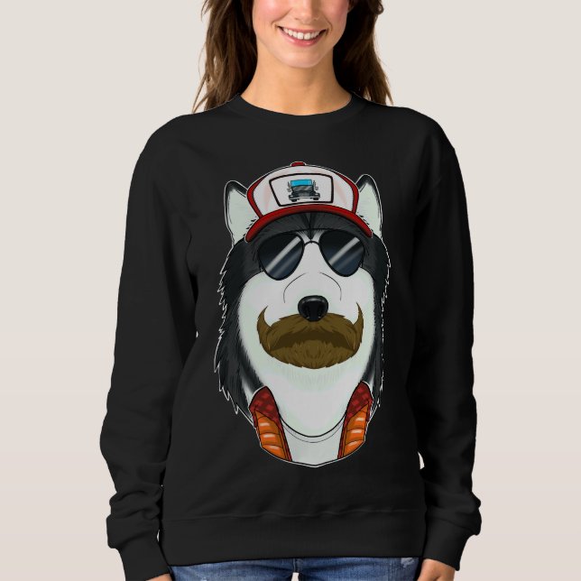 Sweatshirt Trucker Chien I Chauffeur de camion Husky (Devant)