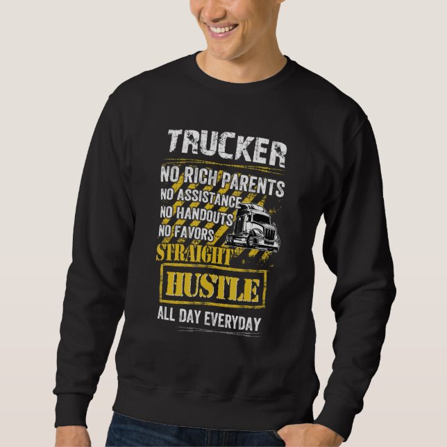 Sweatshirt trucker No Rich Parents No Assistance No Handouts (Devant)