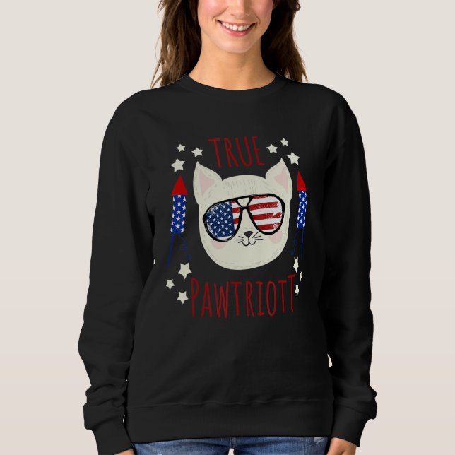 Sweatshirt True Pawtriot American Flag July 4th Fireworks Pat (Devant)