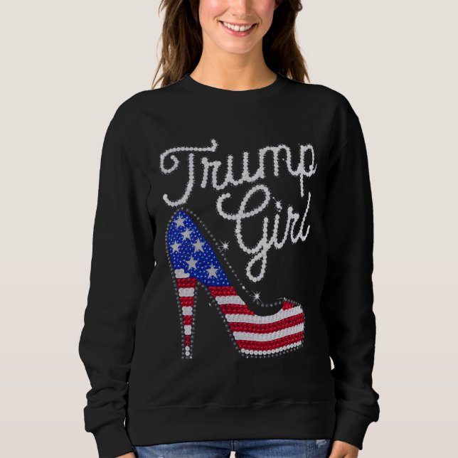 Sweatshirt Trump Girl High Heel Drapeau américain Bling Patri (Devant)