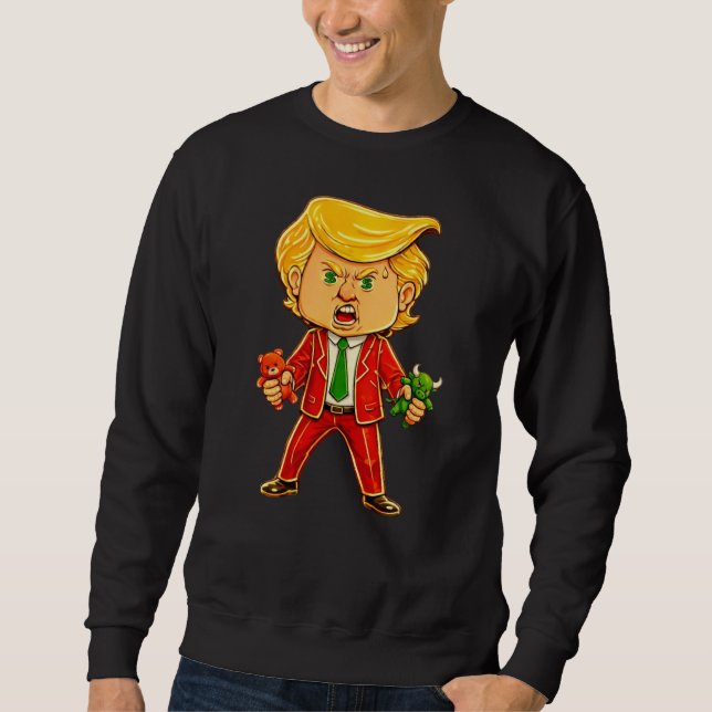Sweatshirt Trump heureux drôle Trump Taureau Ours Mème Chibi (Devant)