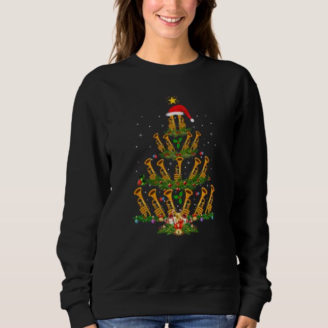 Sweatshirt Trumpet Music   Xmas Lights Trumpet Christmas Tree (Devant)