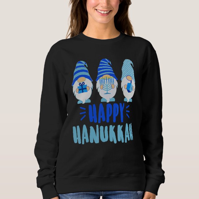 Sweatshirt Tu Happy Hanukkah 2022 Gnome Menorah Dreidel Costu (Devant)