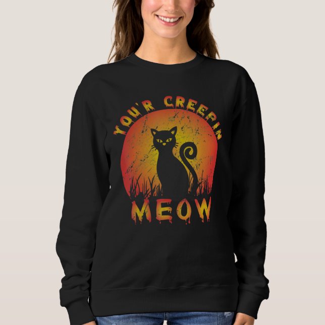 Sweatshirt Tu me fais peur, chat d'Halloween (Devant)