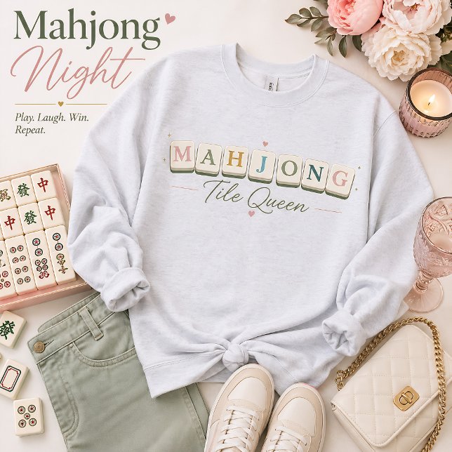 Sweatshirt Tuile de Mahjong Reine Mignonne (Créateur téléchargé)