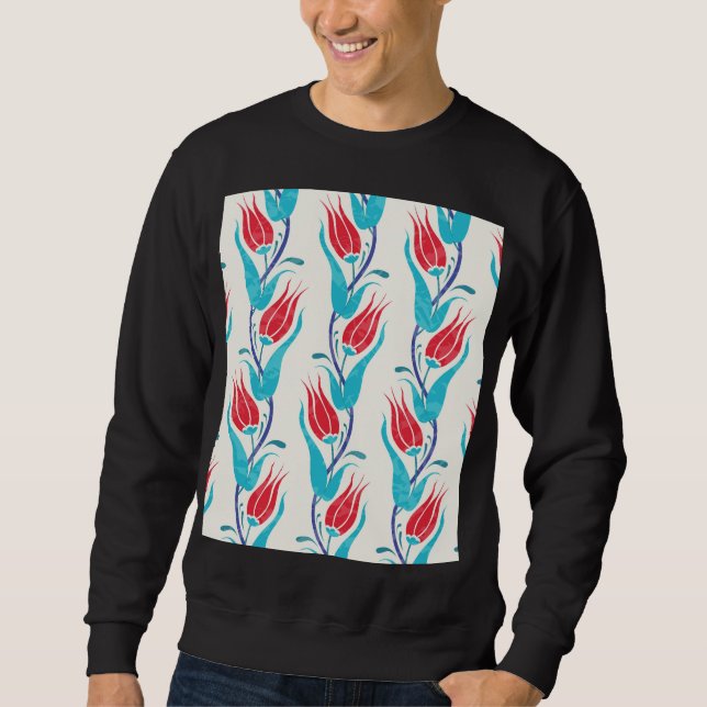 Sweatshirt Tulipes Turques : Motif Traditionnel Sans Couture. (Devant)