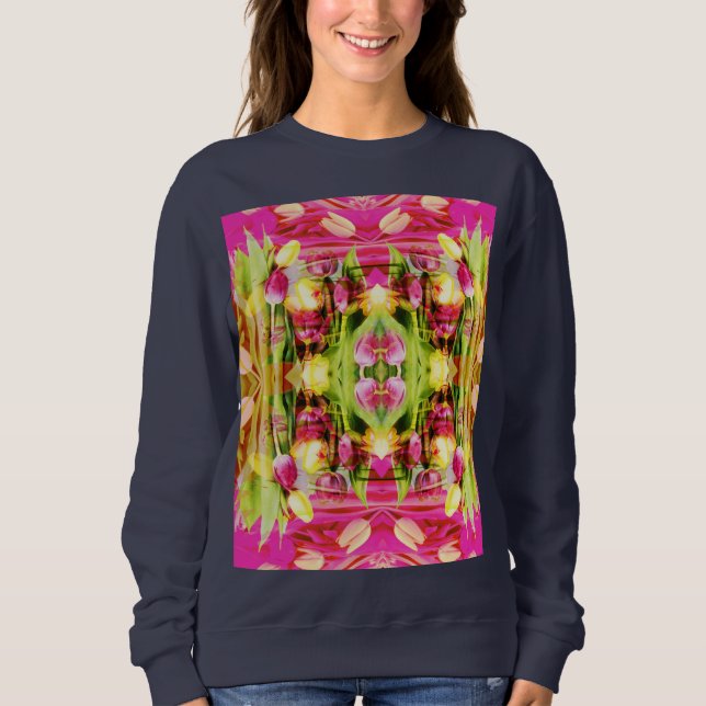 Sweatshirt TULIPS - Tulipes colorées d'art fractal - (Devant)