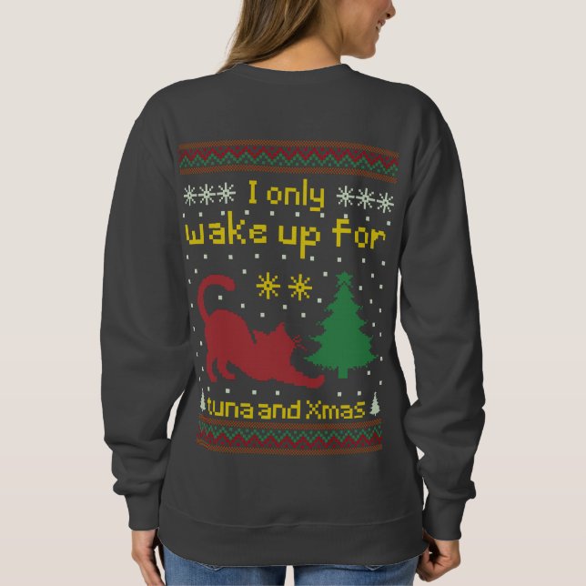 Sweatshirt Tuna et Noël - Drôle de chat de Noël laid (Dos)