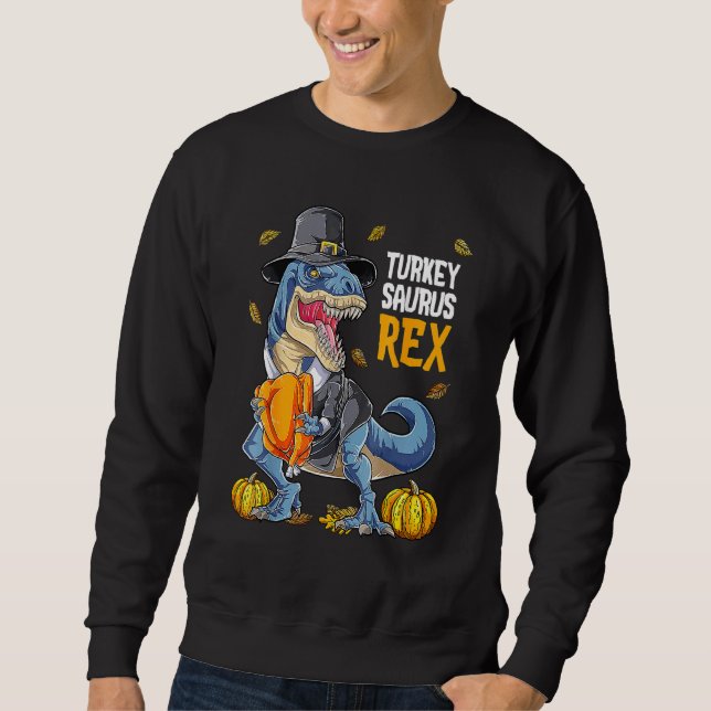 Sweatshirt Turkey Saurus Rex Pilgrim Rex Fall Vibes Thanksgiv (Devant)