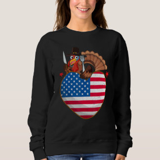 Sweatshirt Turkey USA Flag Thanks Giving American Thanksgivi